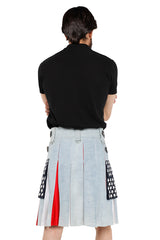 American Patriot Denim Kilt-Back View