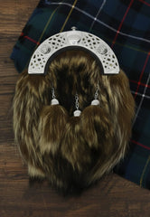 Brown Fur Full Dress Sporran with Three Tassels