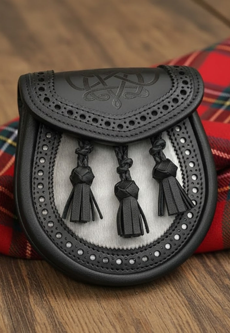 Celtic Embossed Black Semi Dress Sporran