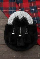 Highland Celtic Cantle Black Fur Dress Sporran
