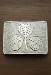 Silver Celtic Shamrock Embossed Kilt Belt Buckle