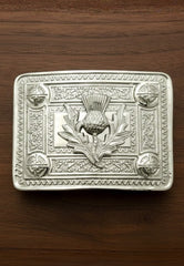 Silver Thistle Embossed Celtic Kilt Belt Buckle