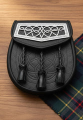 Traditional Celtic Knotwork Black Leather Sporran