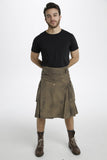Stone Washed Cargo Kilt - Front side view