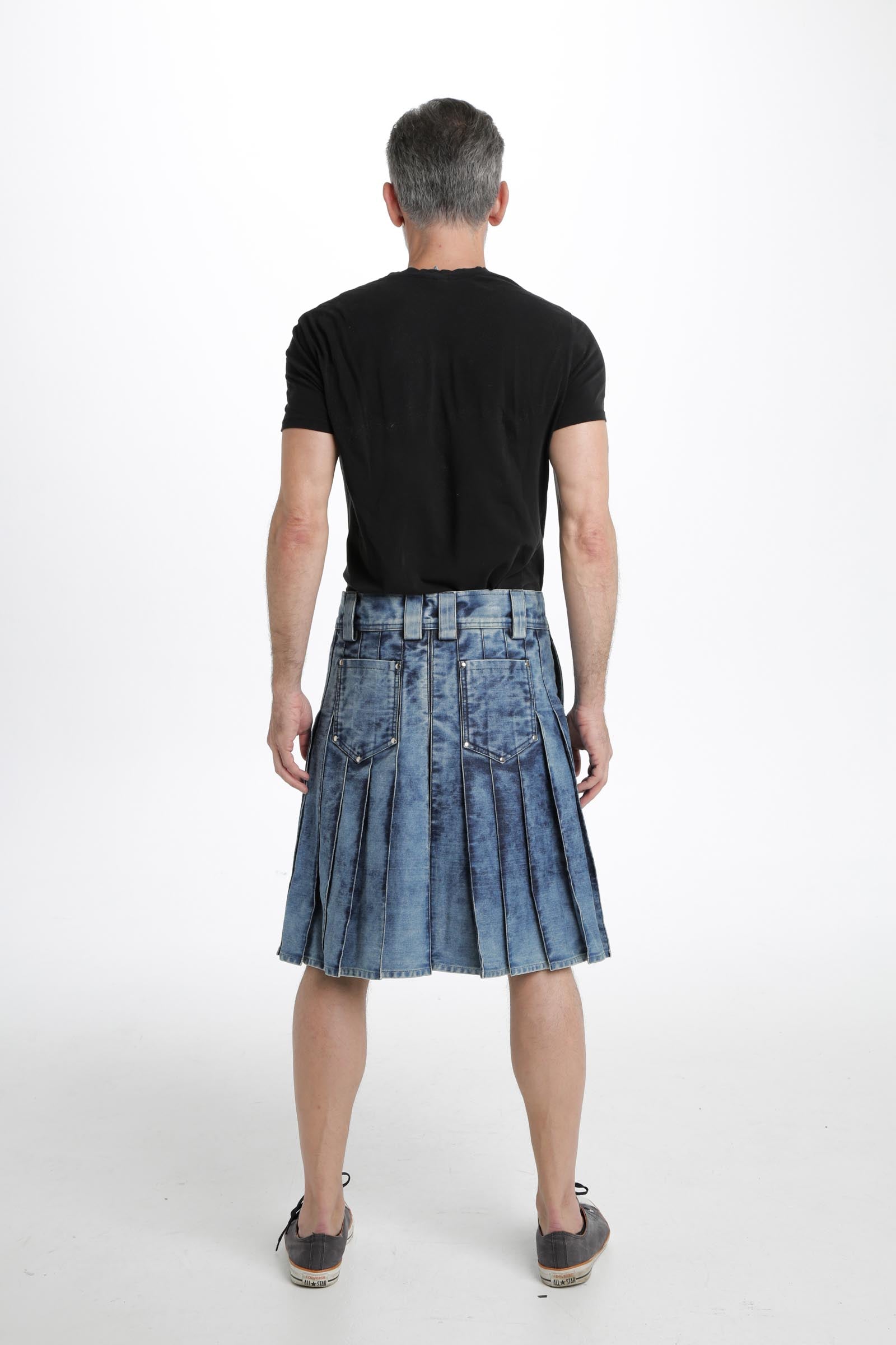 Denim kilt - Back Side View