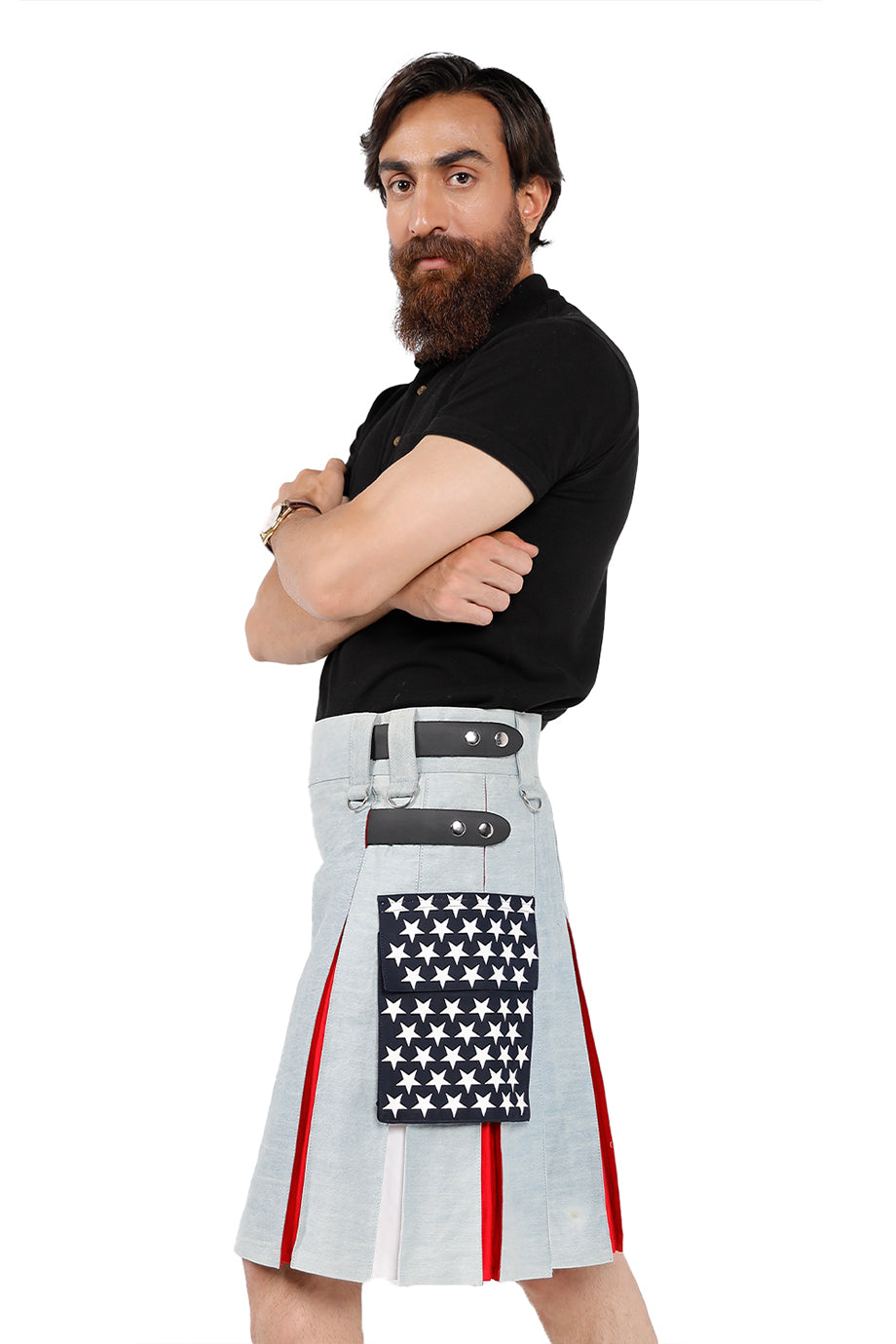 American Patriot Denim Kilt-Side view