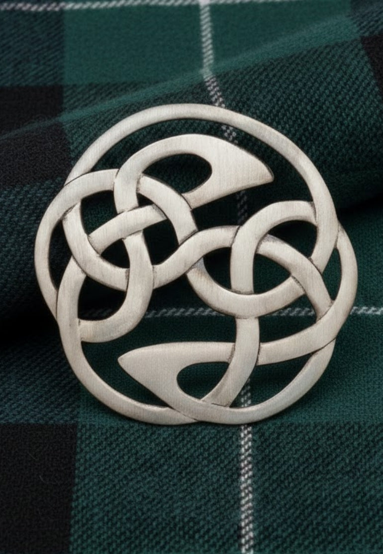 Antique Interlaced Knotwork Plaid Brooch