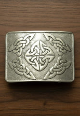 Celtic Knotwork Embossed Silver Buckle for Kilt Belt