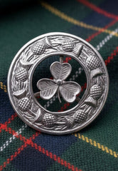 Celtic Shamrock Thistle Plaid Brooch
