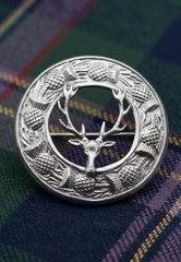 Celtic Stag Head Plaid Brooch

