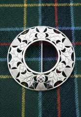 Circular Thistle Pattern Plaid Brooch