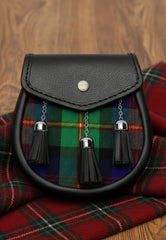 Classic Tartan Sporran with Black Leather & Tassels