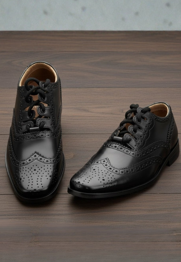 Genuine Leather Classic Brogue Lace-Up Shoes