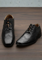 Genuine Leather Classic Brogue Lace-Up Shoes
