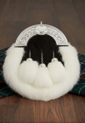 Highland Cantle White & Black Fur Full Dress Sporran