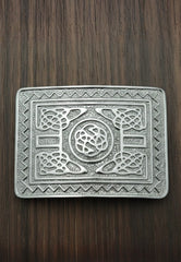 Intricate Celtic Knot & Zig-Zag Border Buckle for Kilt Belt