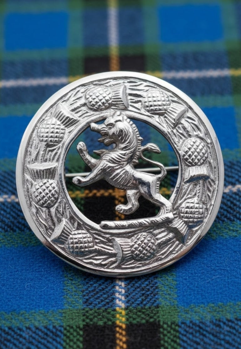 Rampant Lion Majestic Plaid Brooch
