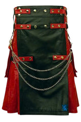 Red & black leather kilt