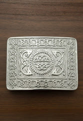 Silver Celtic Serpent and Knotwork Kilt Belt Buckle