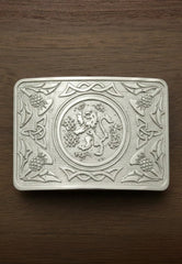 Silver Rampant Lion Celtic Thistle Kilt Belt Buckle