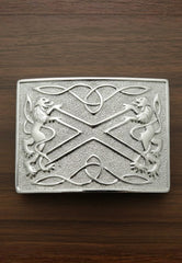 Silver Scottish Lion and Celtic Knot Buckle for Kilt Belt