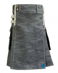 Slate-Edge Denim Kilt