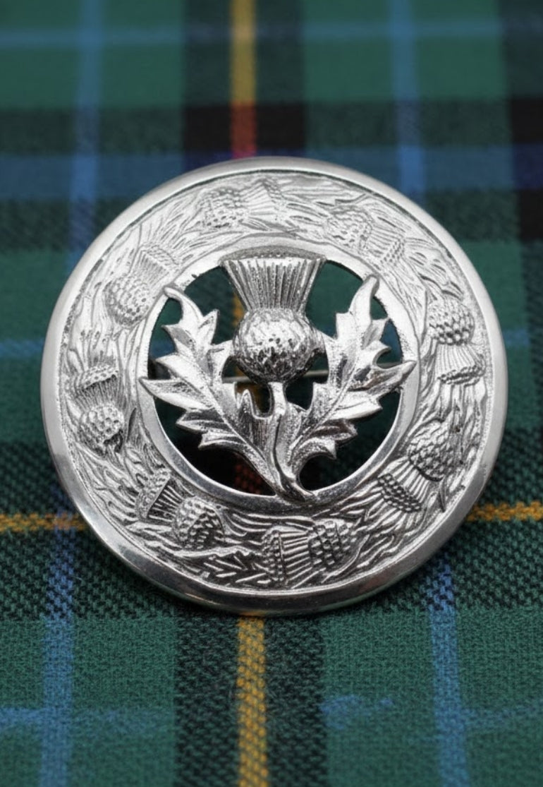 Thistle Crest Celtic Plaid Brooch