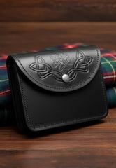 Traditional Celtic Embossed Leather Day Sporran