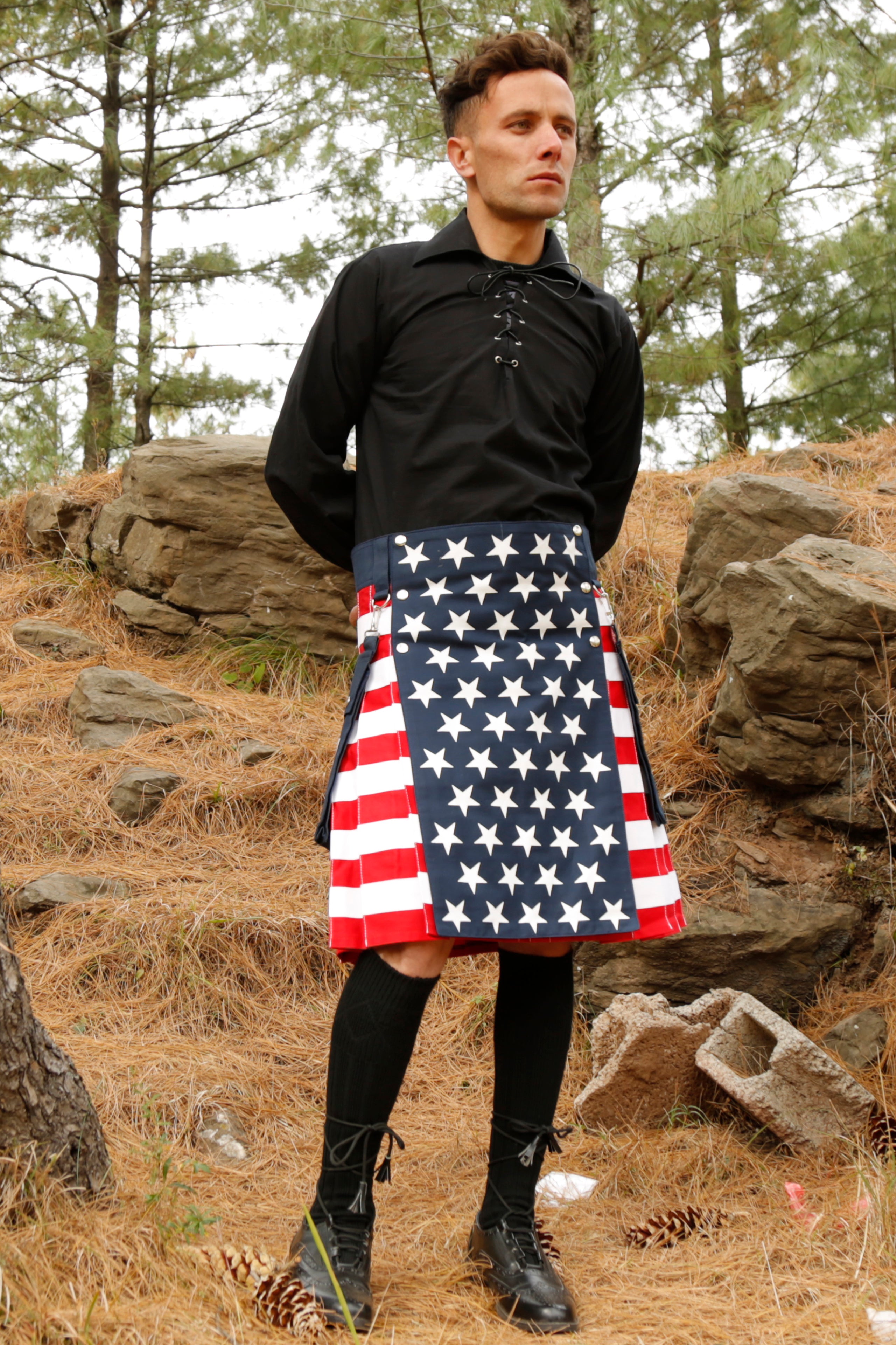 Red white blue kilt - Front side view