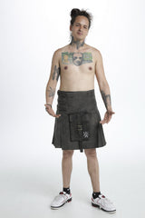 Boho Stonewashed Gothic Kilt-front view