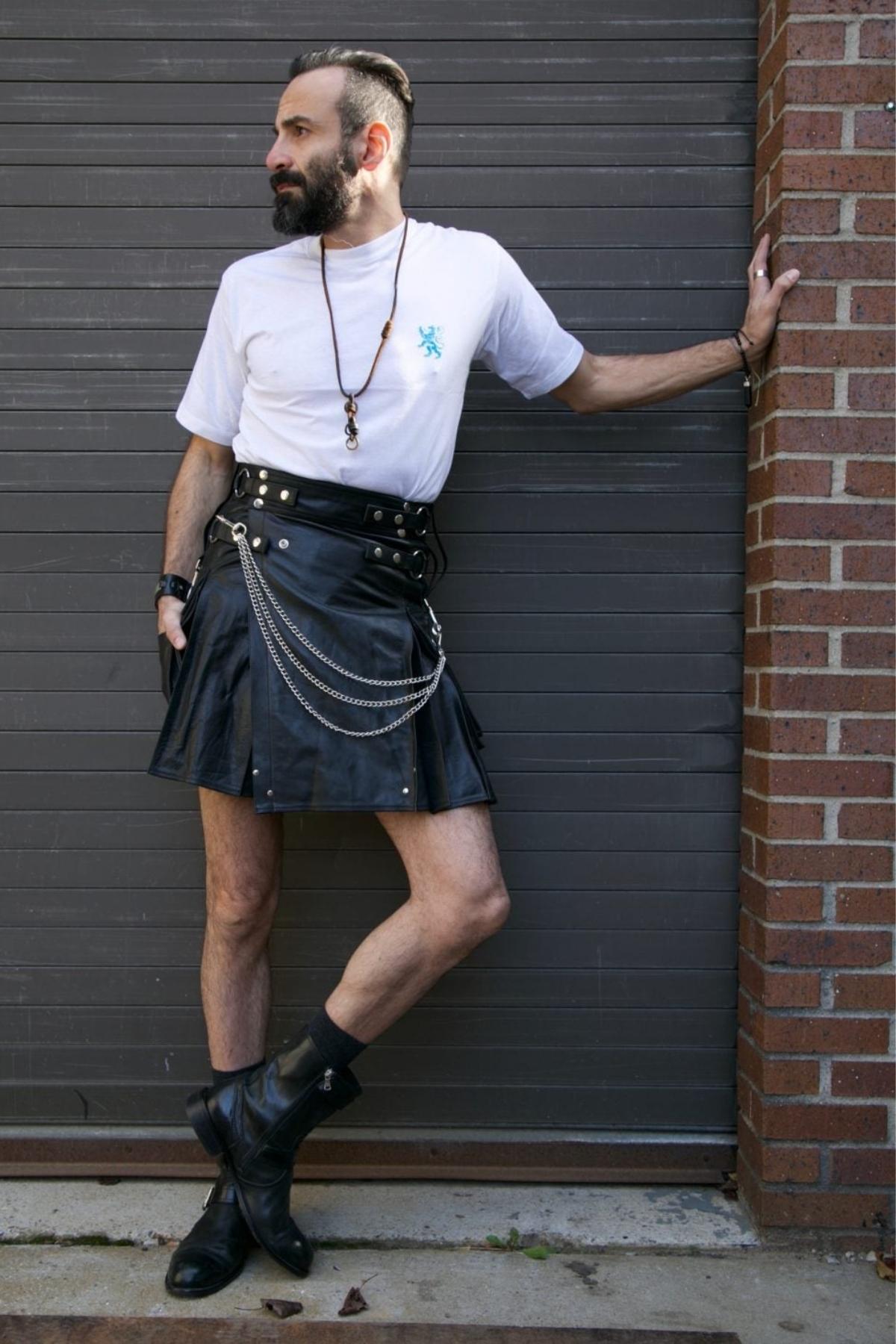 Smart Leather Kilt With Chains