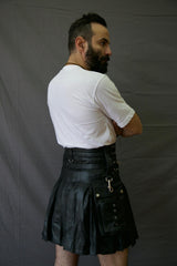 Smart Leather Kilt With Chains - Back  Side View