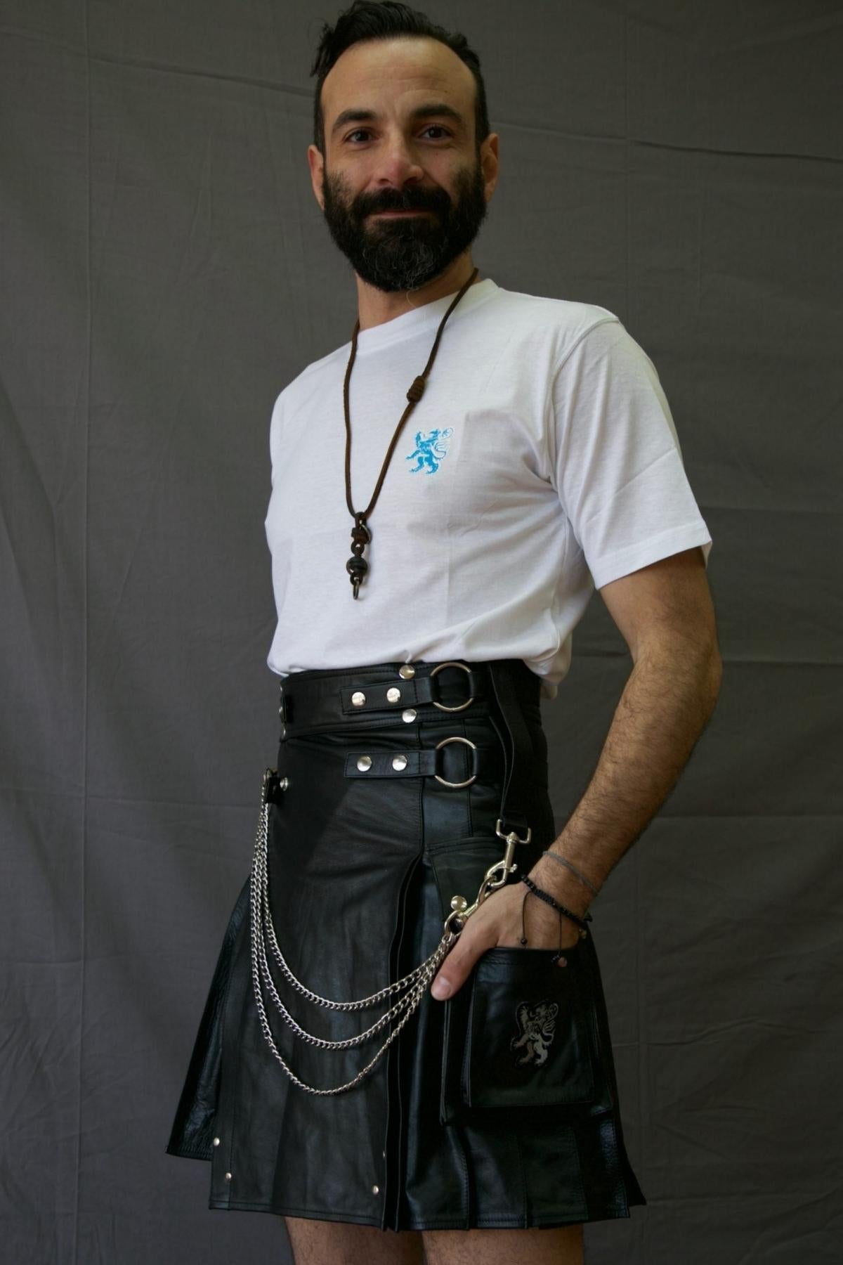 Buy Smart Leather Kilt With Chains