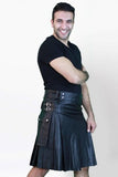 Classy Cargo Leather Kilt - Right Side view