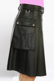 Clubwear Pleated Leather Kilt - Right side view