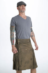 Stone Washed Cargo Kilt - Side View