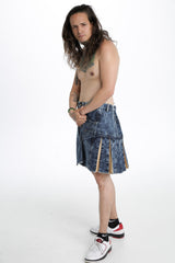 Stonewashed denim kilt - Left Side View