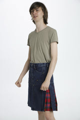 Denim tartan kilt - Left side view