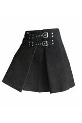 Roman Gladiator Warrior Leather Kilt - Front Side View