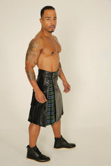 Black hybrid leather kilt - Left Side View